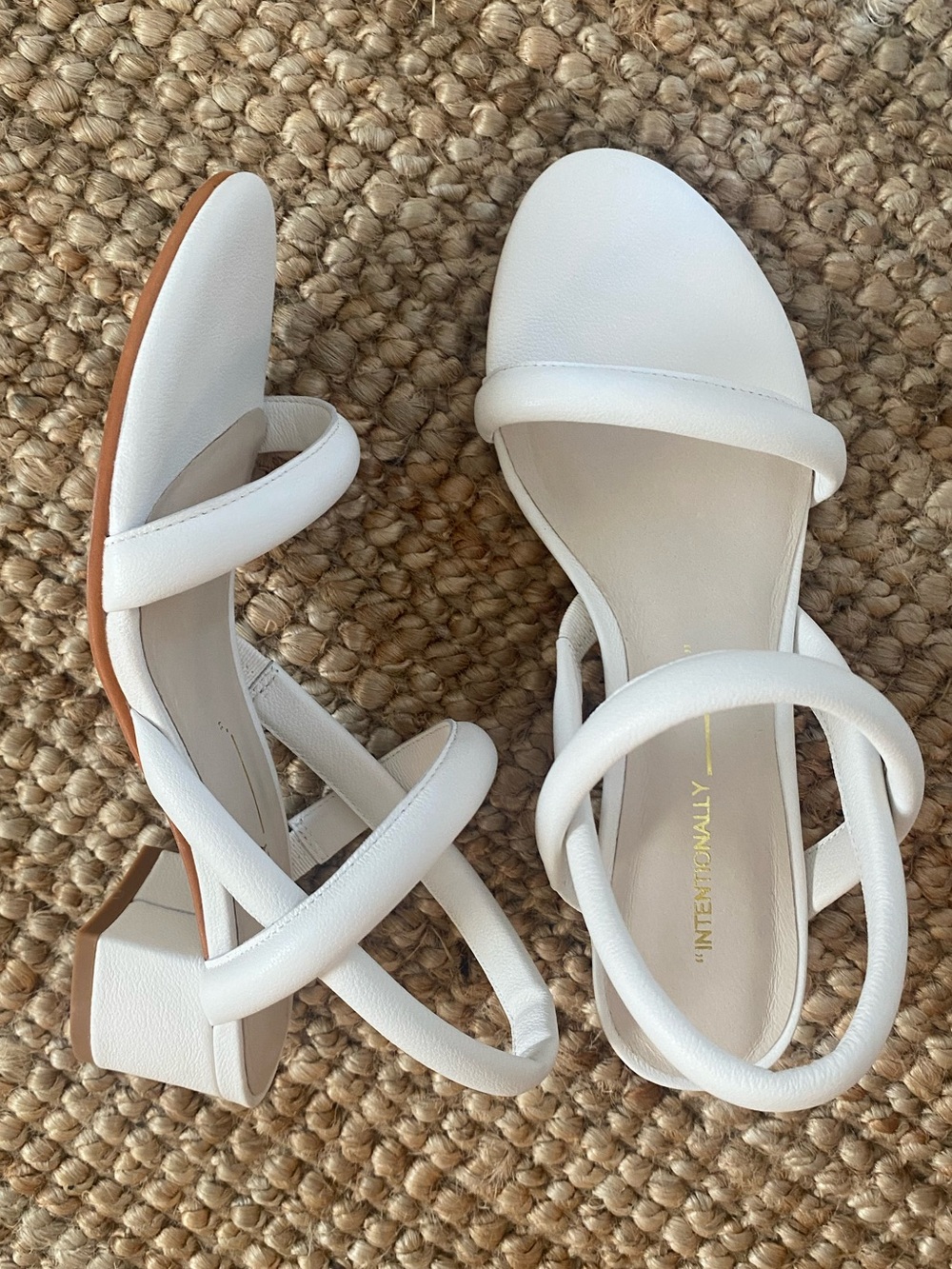 Intentionally Blank White Strappy Sandals
